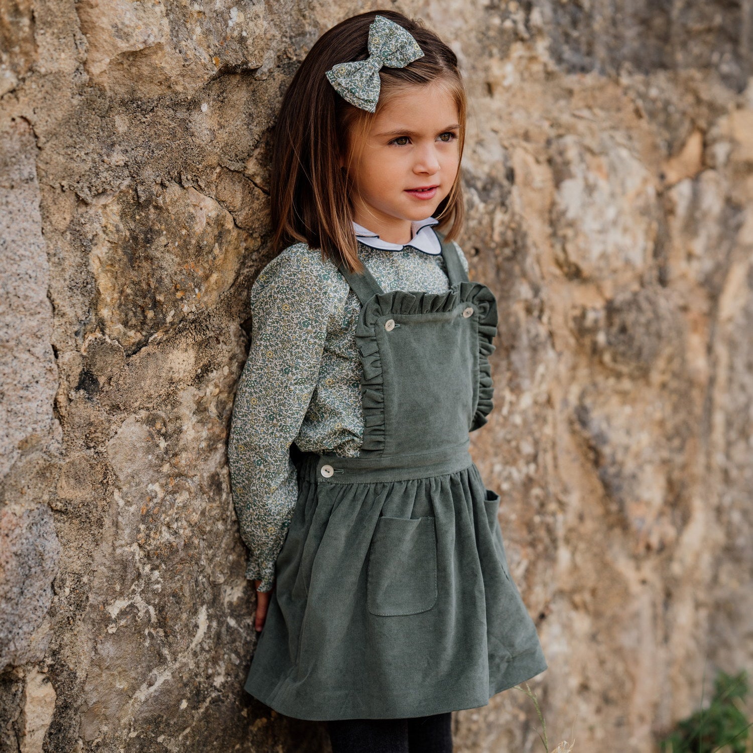 Girl Sage Fields Cord Pinafore Skirt