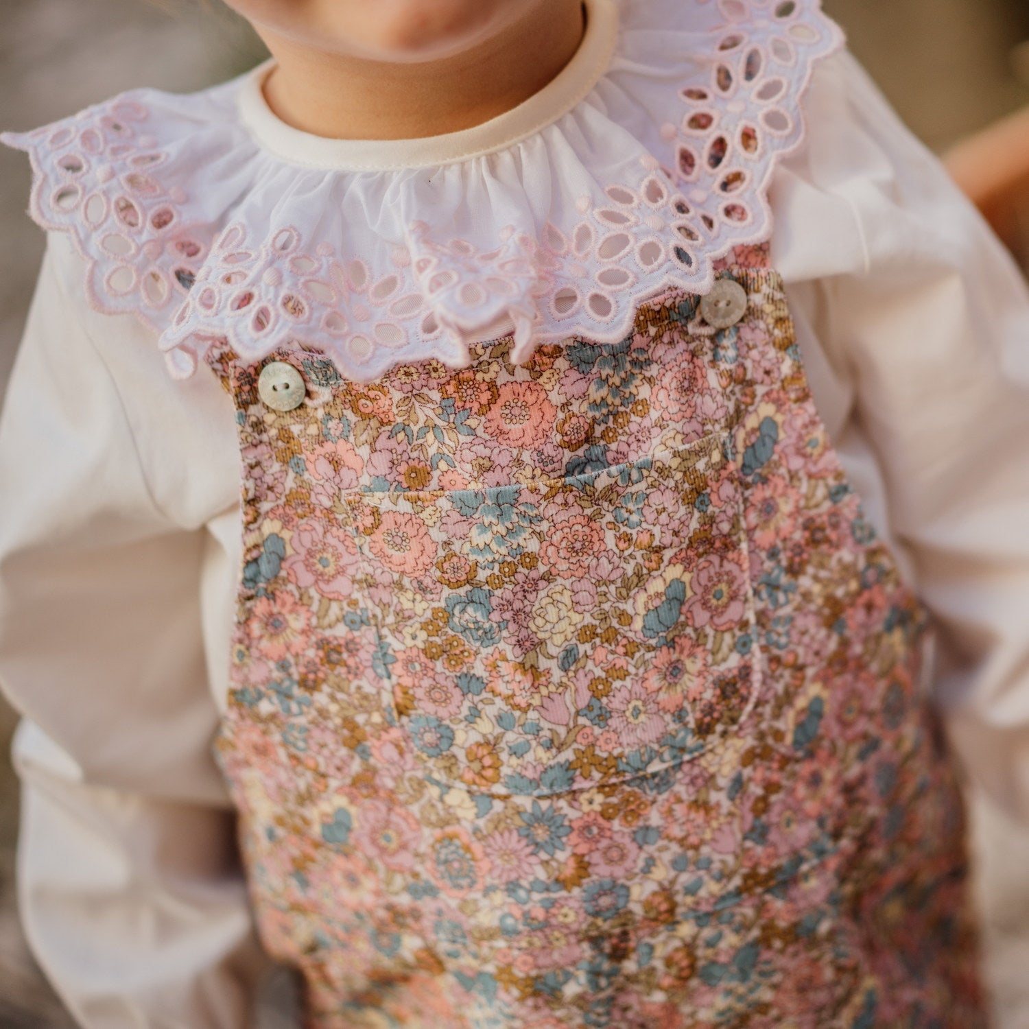 Girl White Blouse with Pink Embroidery