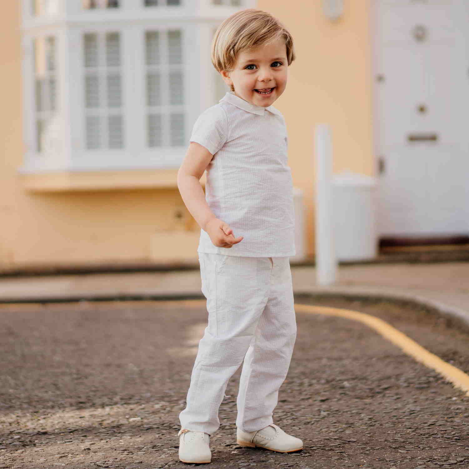 Baby Cream Stripe Seersucker Trousers