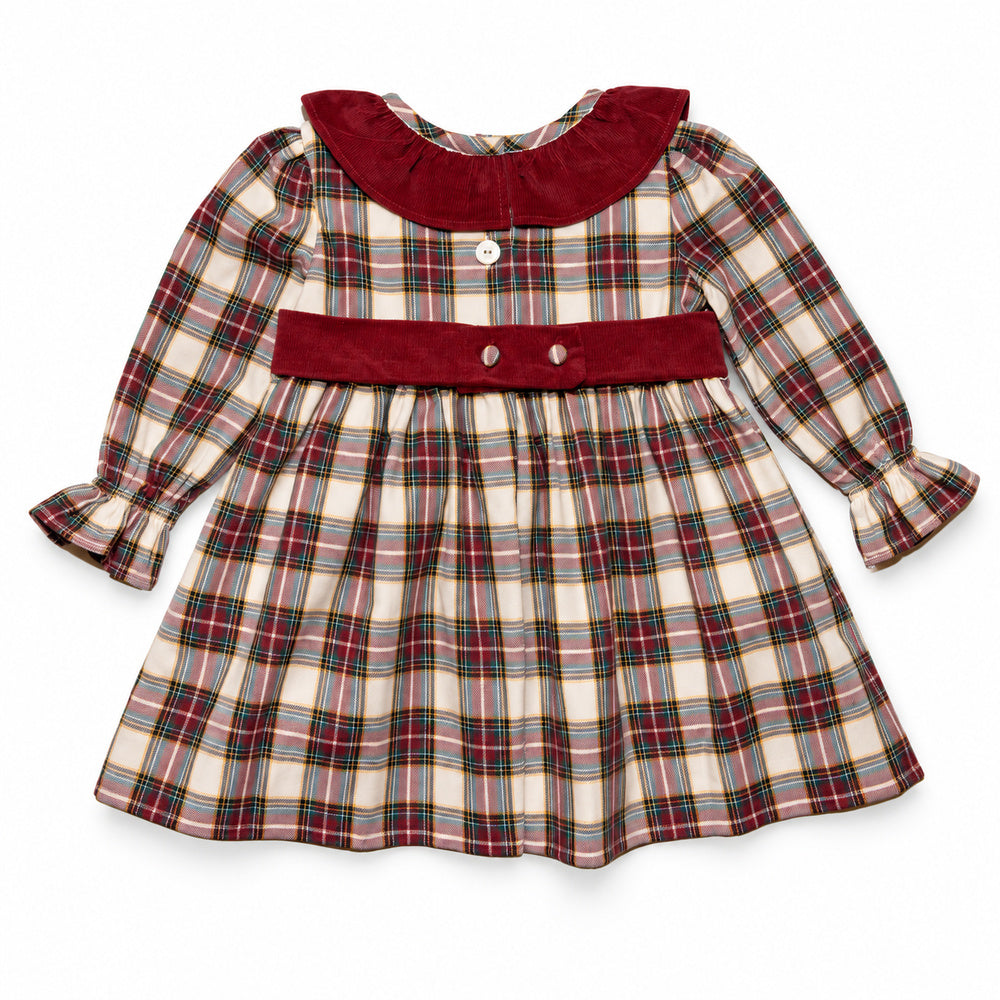 Girl Burgundy & Cream Tartan Dress