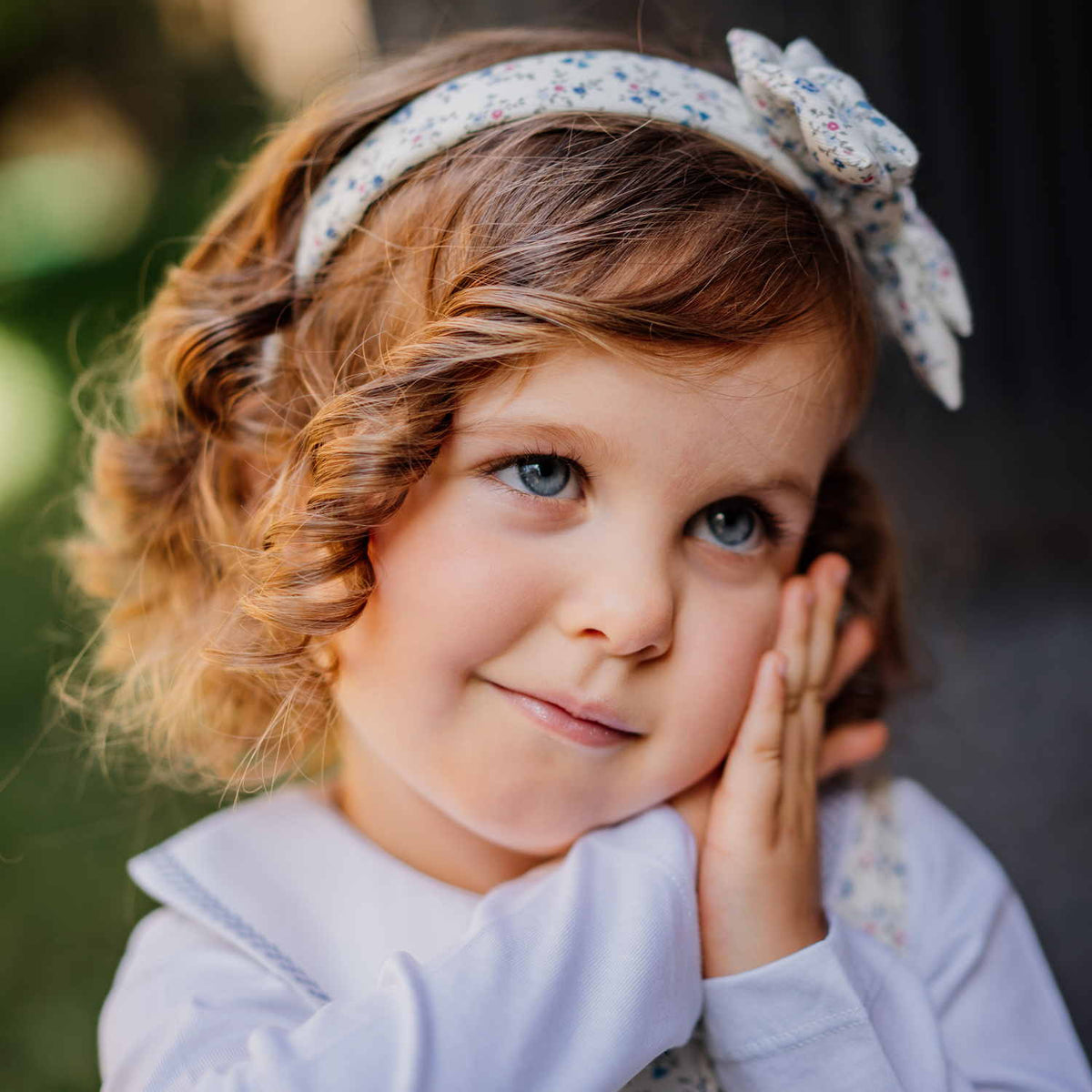 Girl Blue Floral Bow Hairband