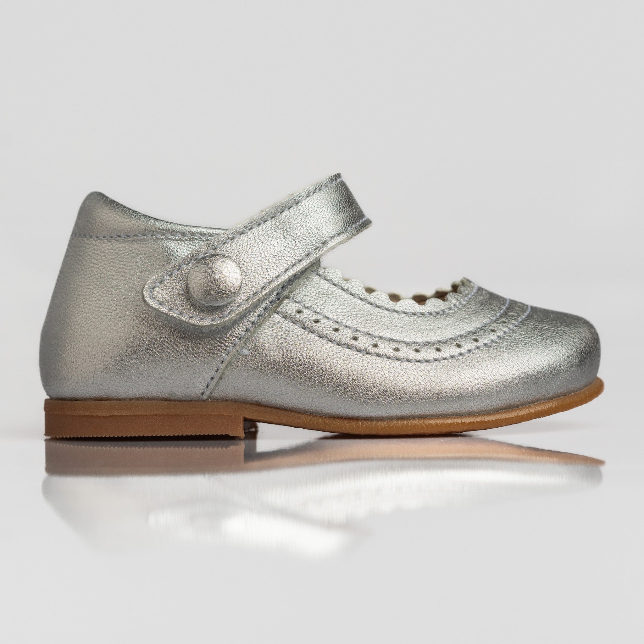 Girl Silver Leather Mary Jane Shoes