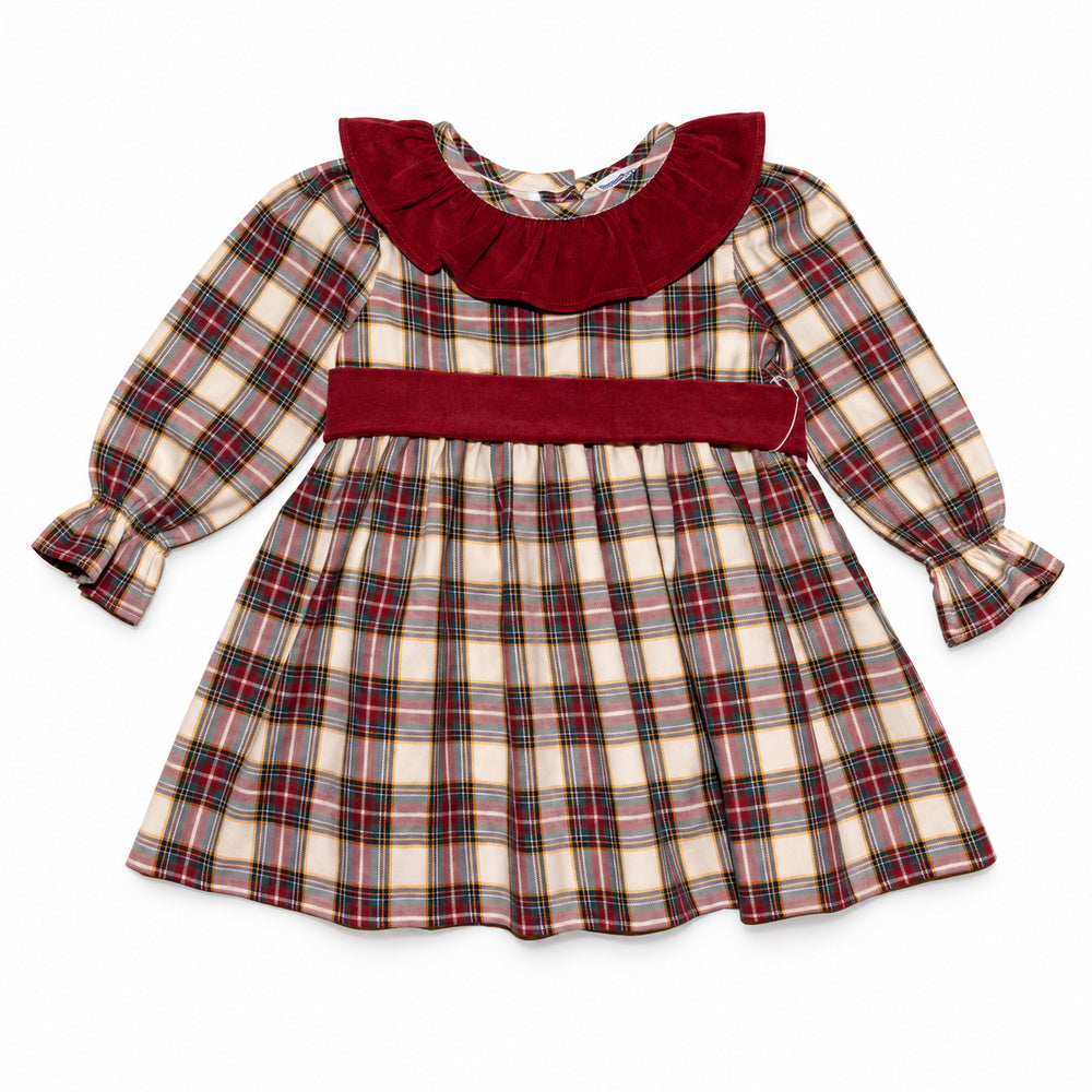 Girl Burgundy & Cream Tartan Dress