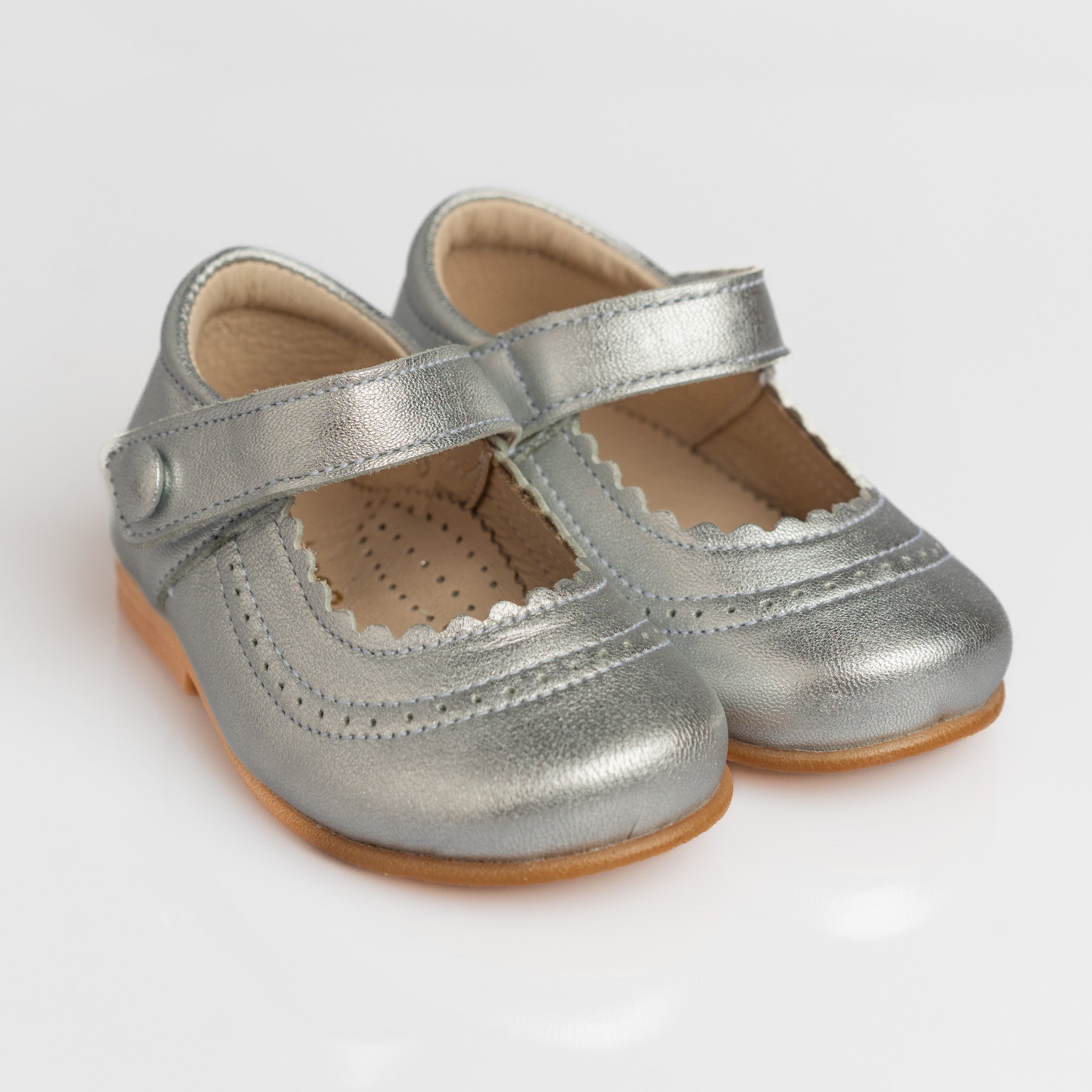Girl Silver Leather Mary Jane Shoes