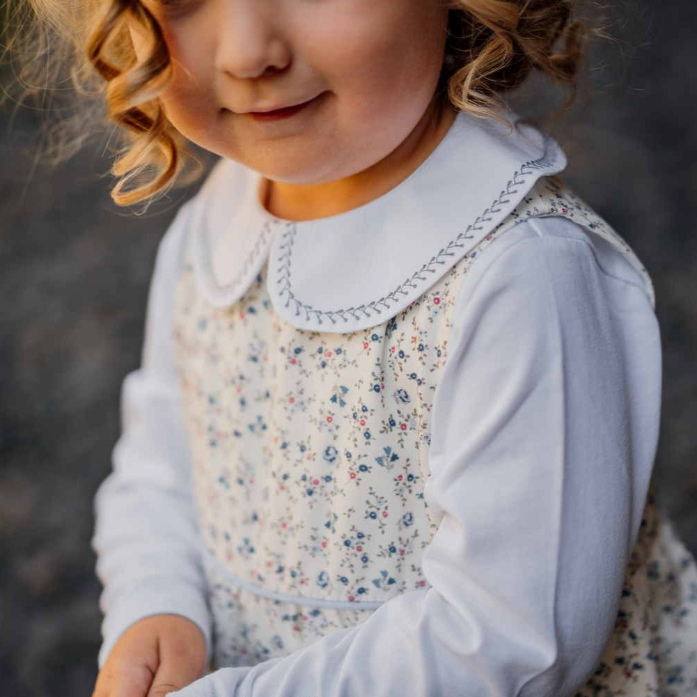 Baby Blue Floral Pinafore Romper