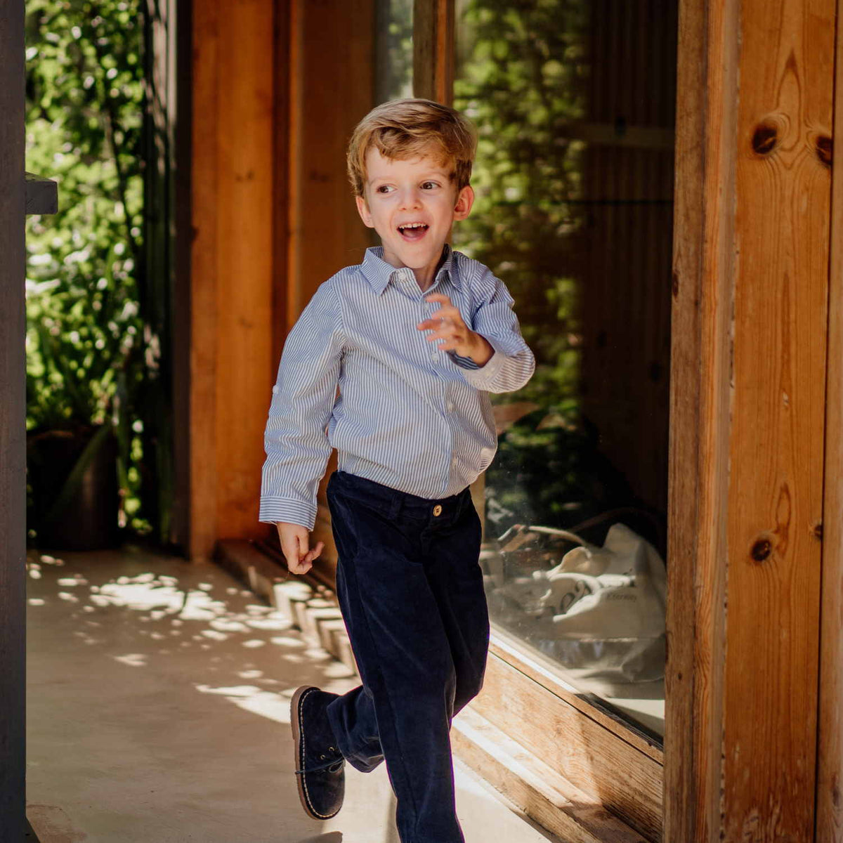 Boy Navy Whisper Cord Trousers