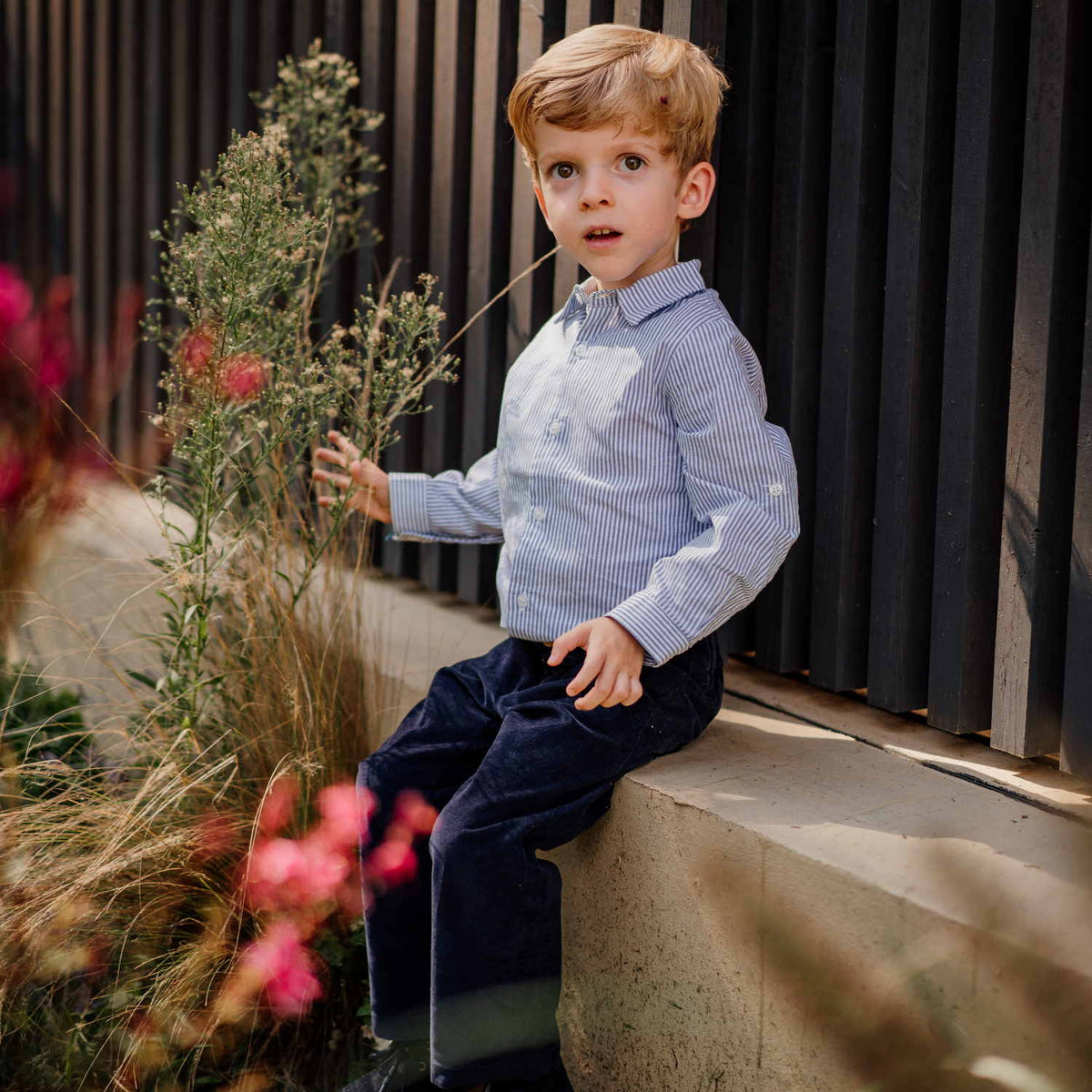 Boy Navy Whisper Cord Trousers