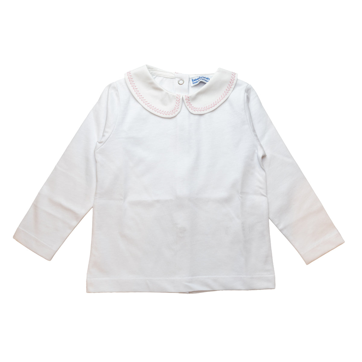 Girl Jersey Blouse with Pink Embroidery