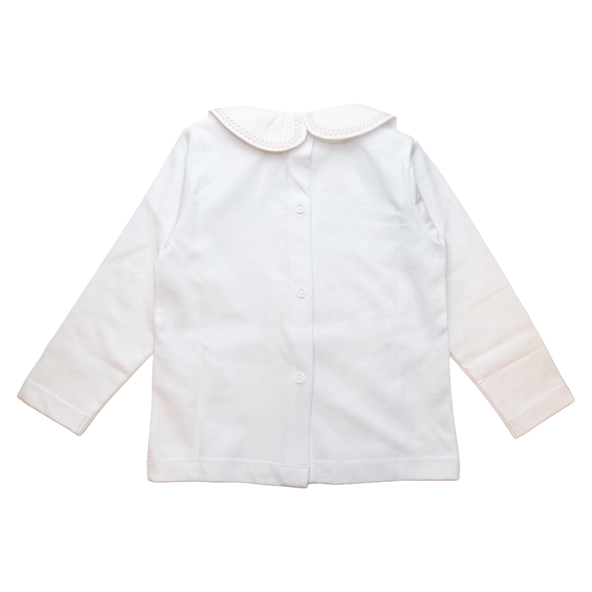 Girl Jersey Blouse with Pink Embroidery