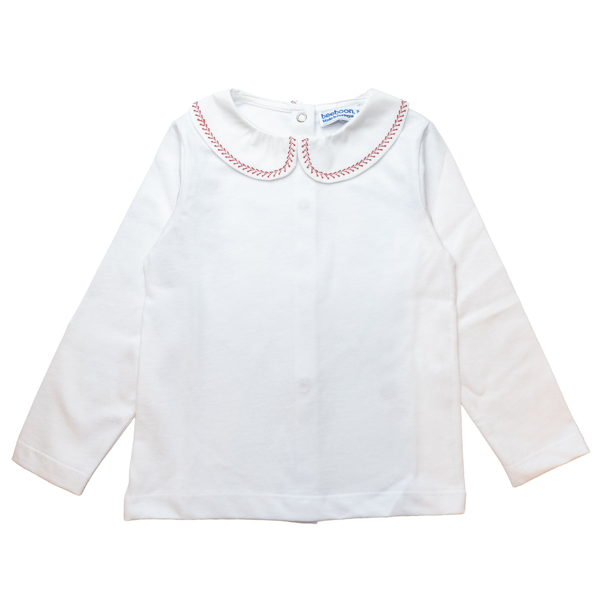 Girl Jersey Blouse with Burgundy Embroidery