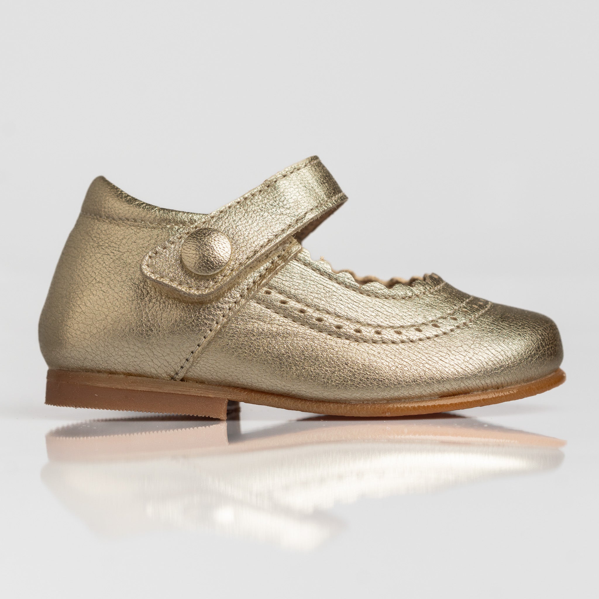 Girl Gold Leather Mary Jane Shoes