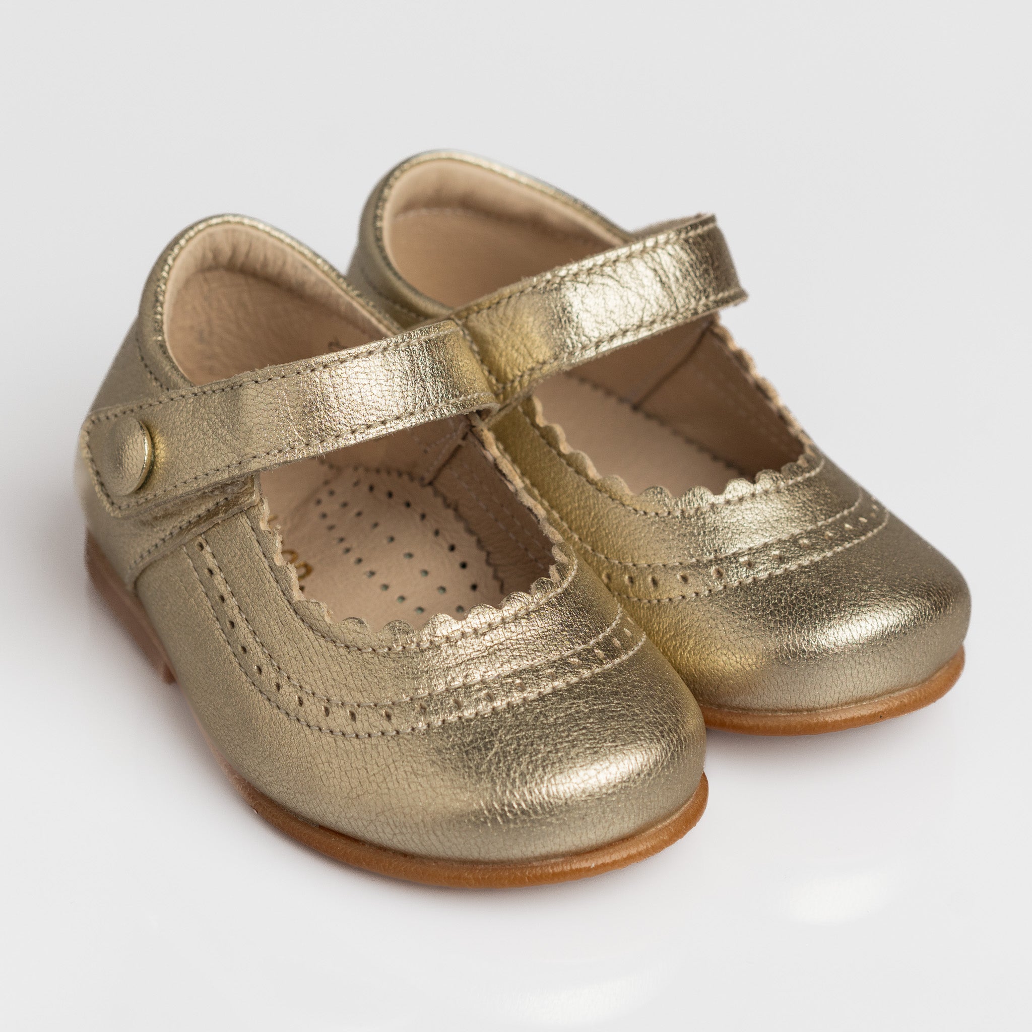 Girl Gold Leather Mary Jane Shoes