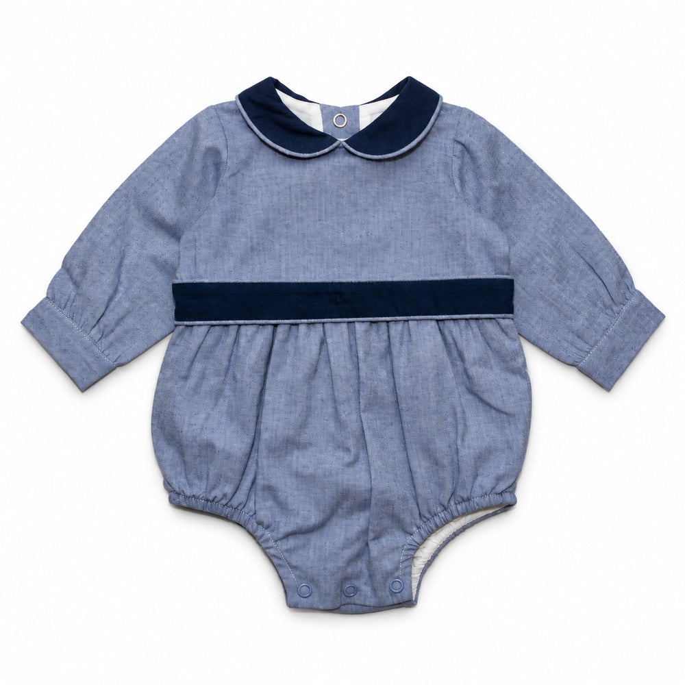 Baby Blue Flannel Romper