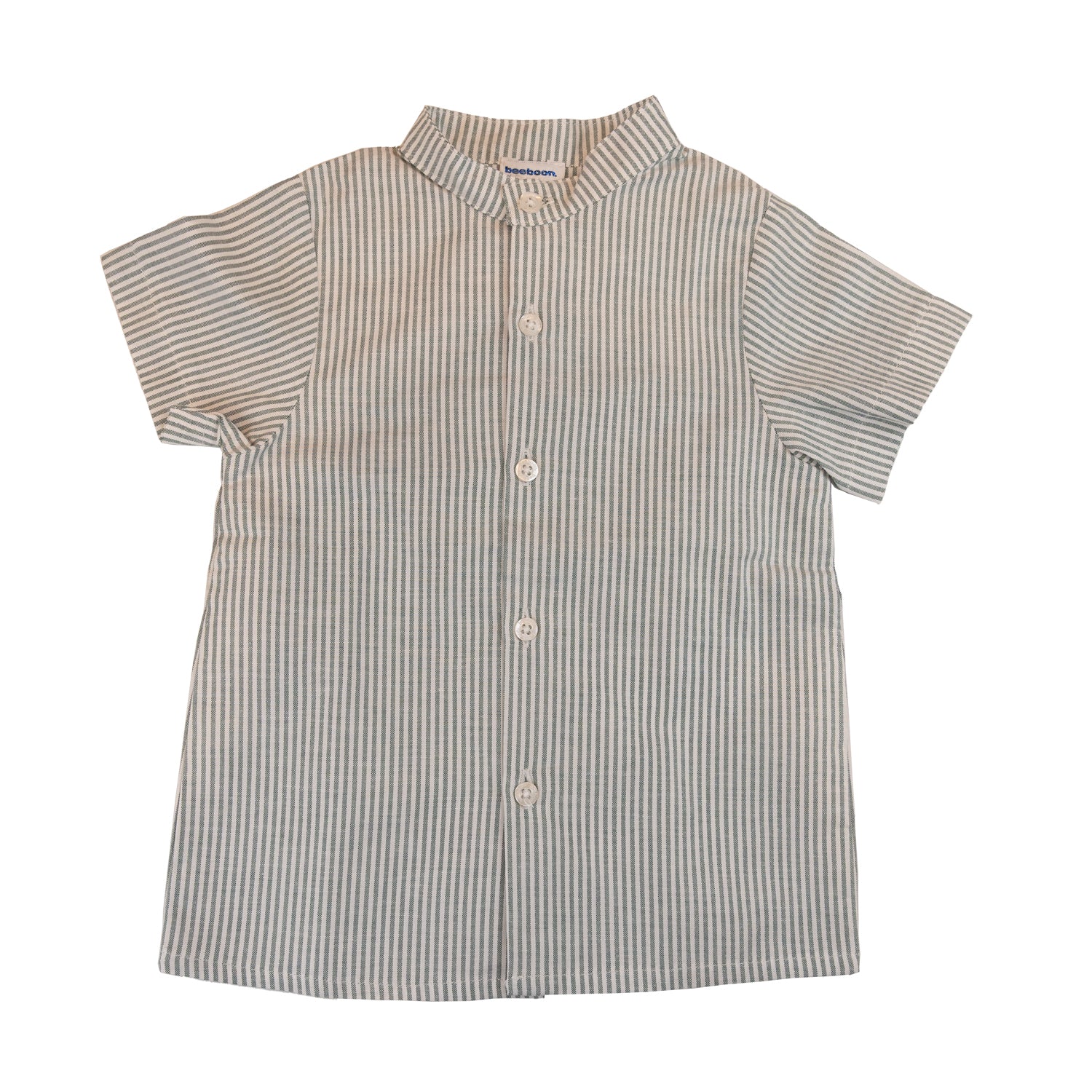 Boy Green Stripe Oxford Short Sleeve Shirt