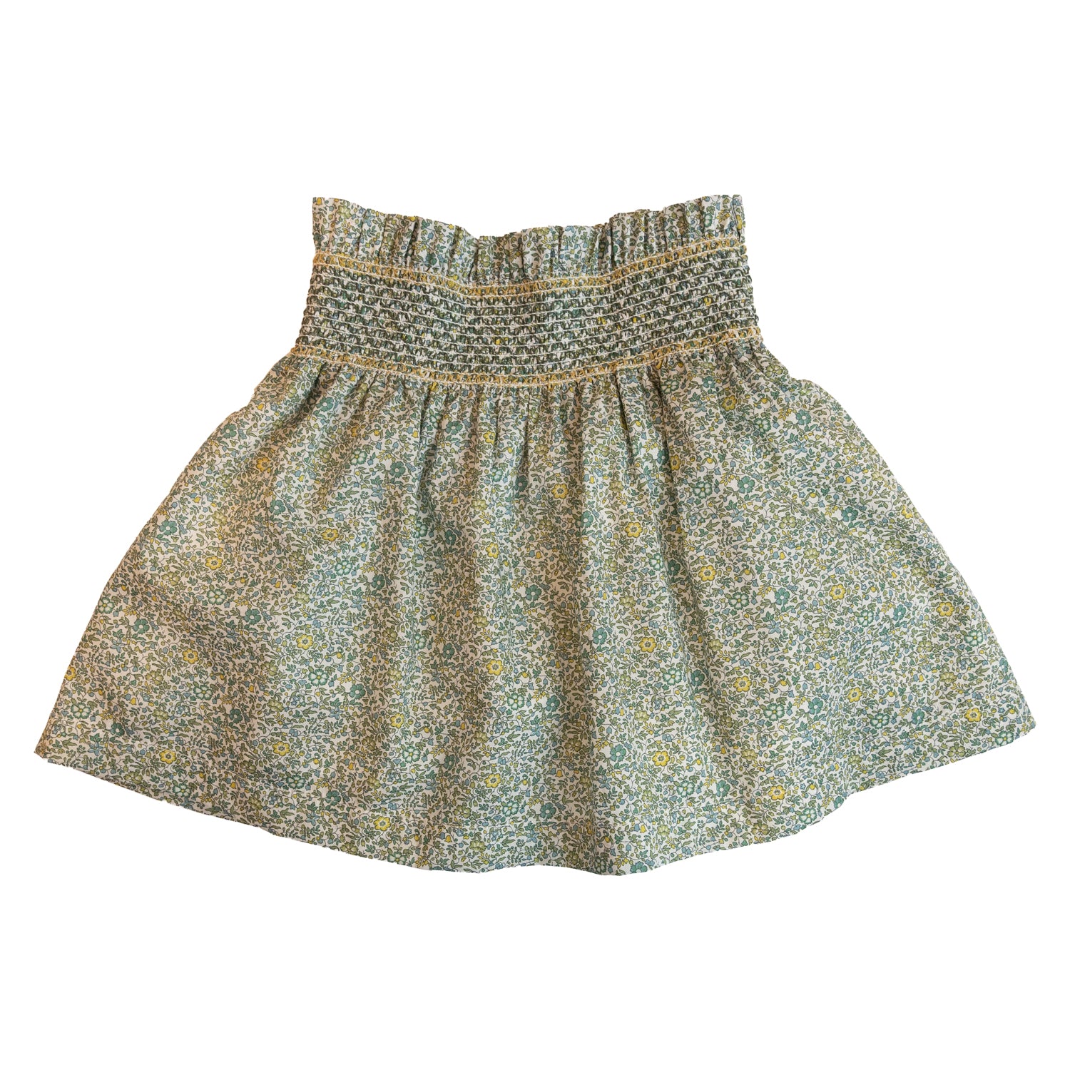 Girl Katie & Millie Green Liberty Hand Smocked Waist Skirt