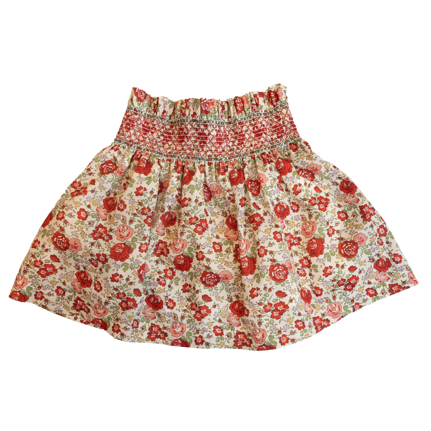 Girl Felicite Red Liberty Hand Smocked Waist Skirt