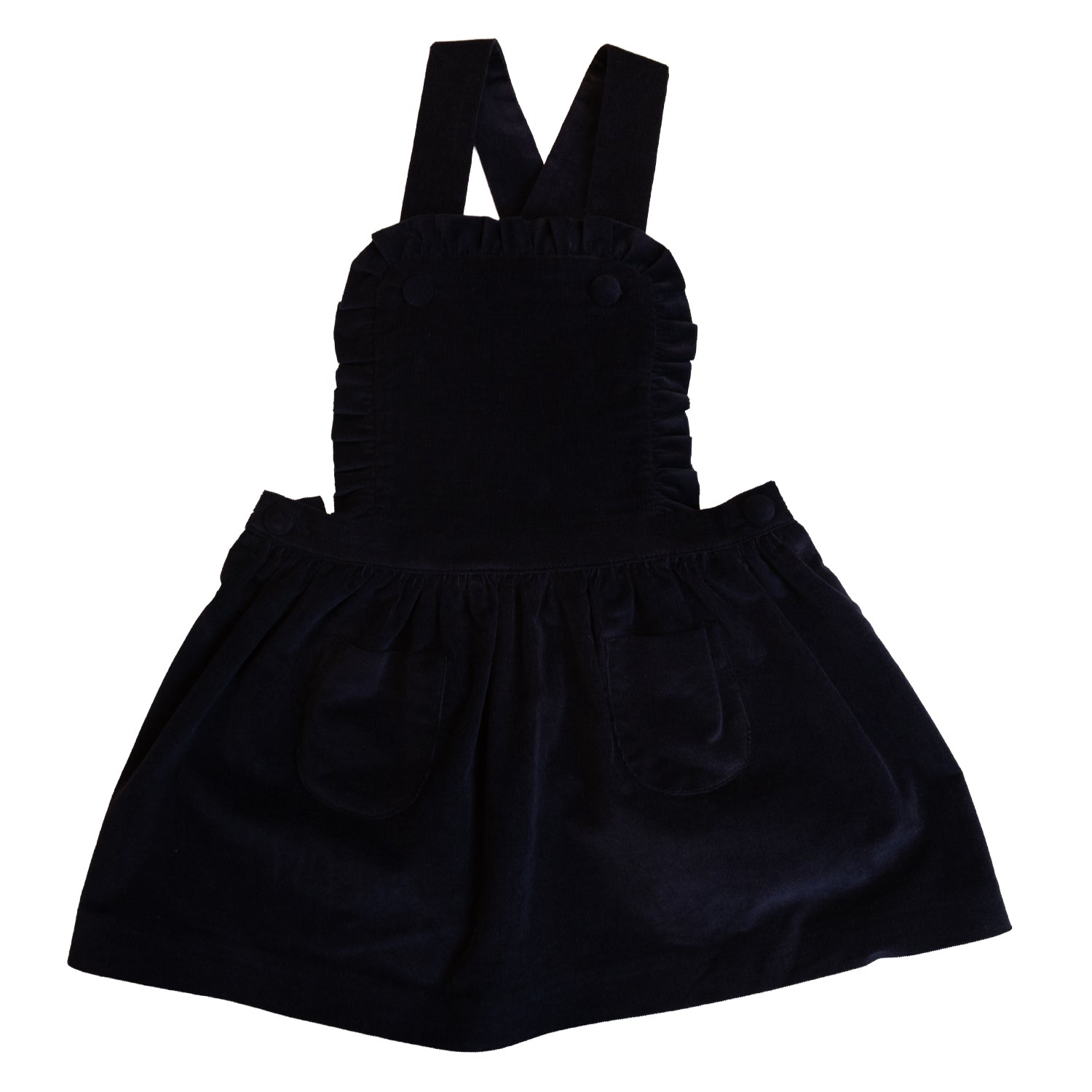 Girl Navy Whisper Cord Pinafore Skirt