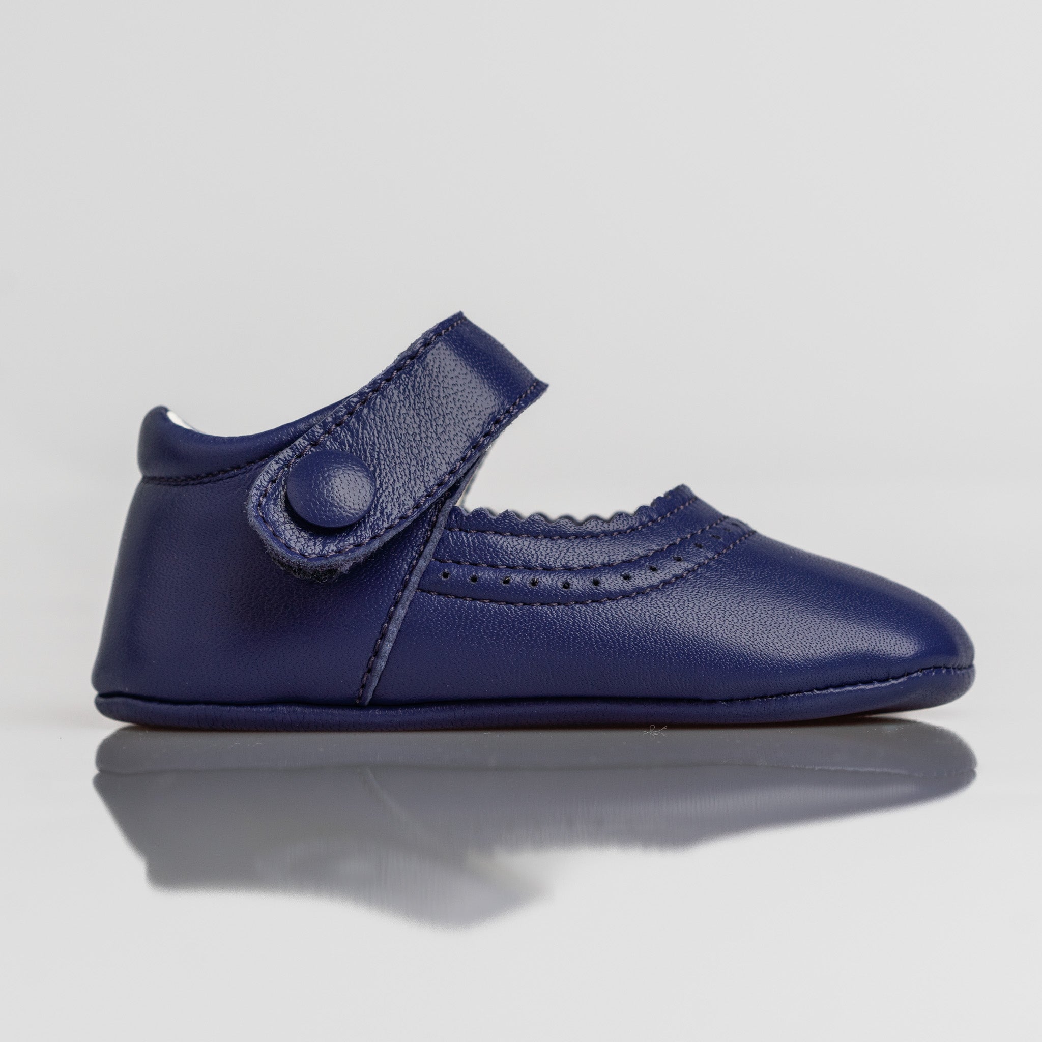 Baby Deep Aubergine Leather Mary Jane Pram Shoes
