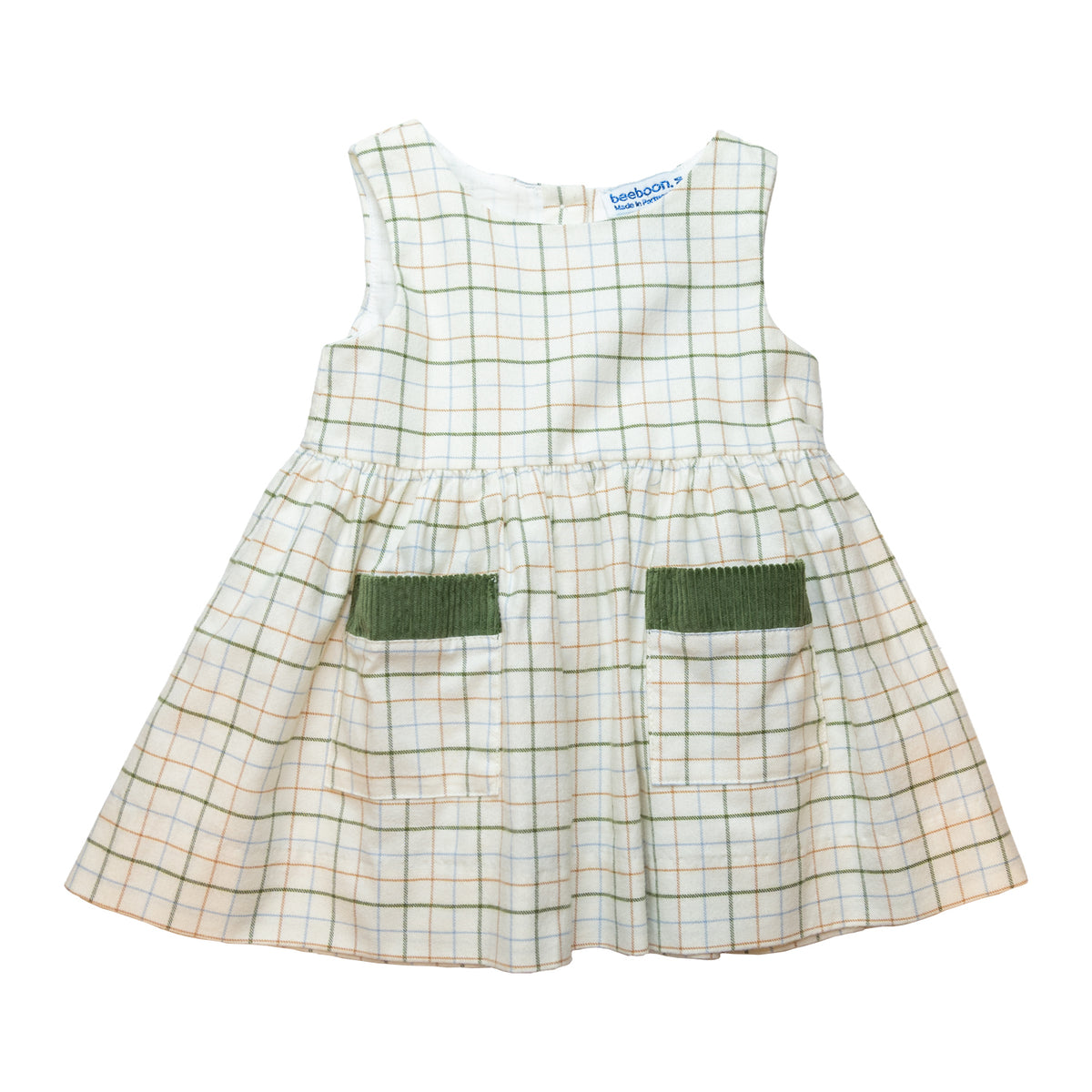 Girl Beige Check Pinafore Dress