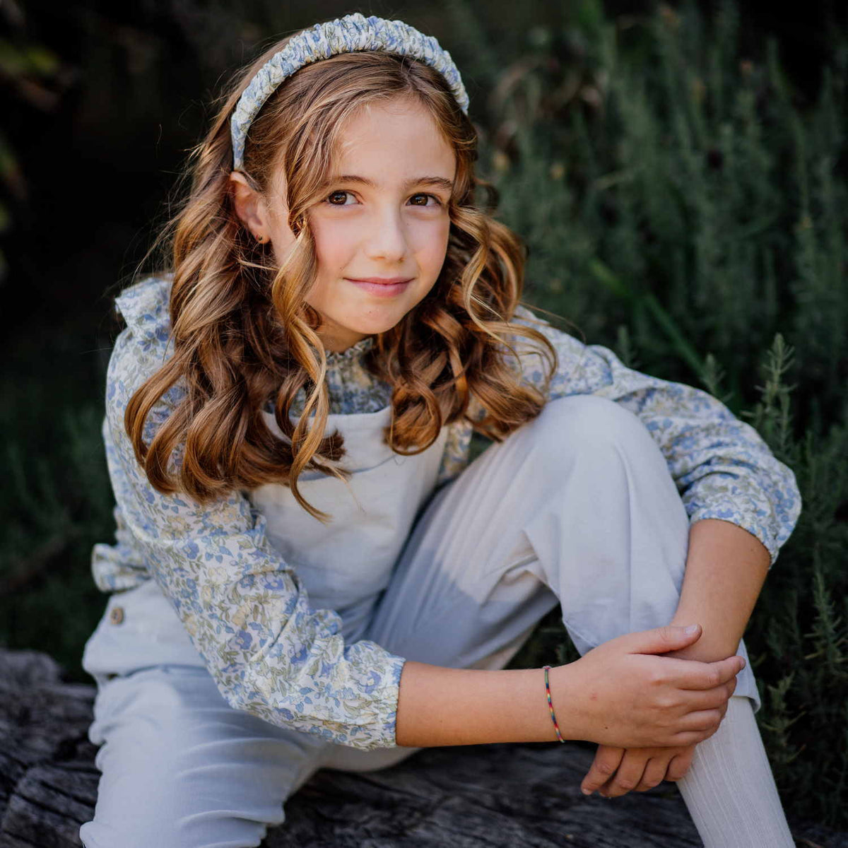 Girl Powder Blue Cord Dungarees