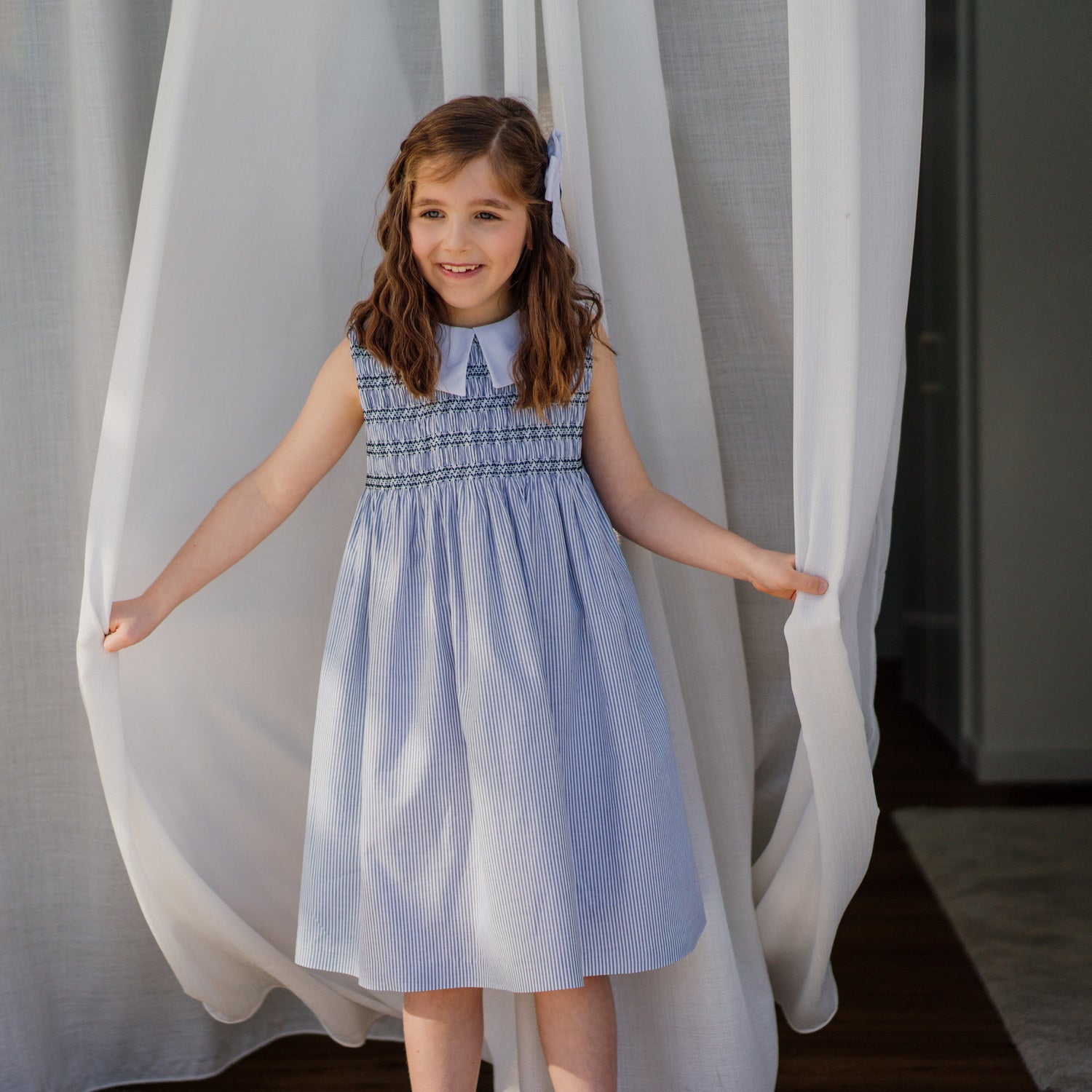 Girl Mayfair Stripe Hand Smocked Dress