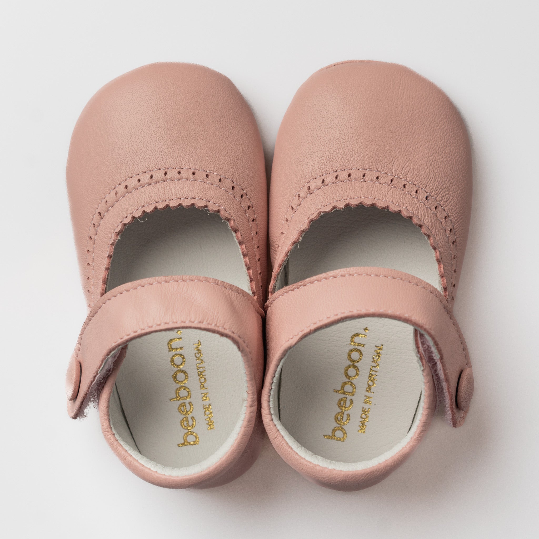Baby Pink Leather Mary Jane Pram Shoes