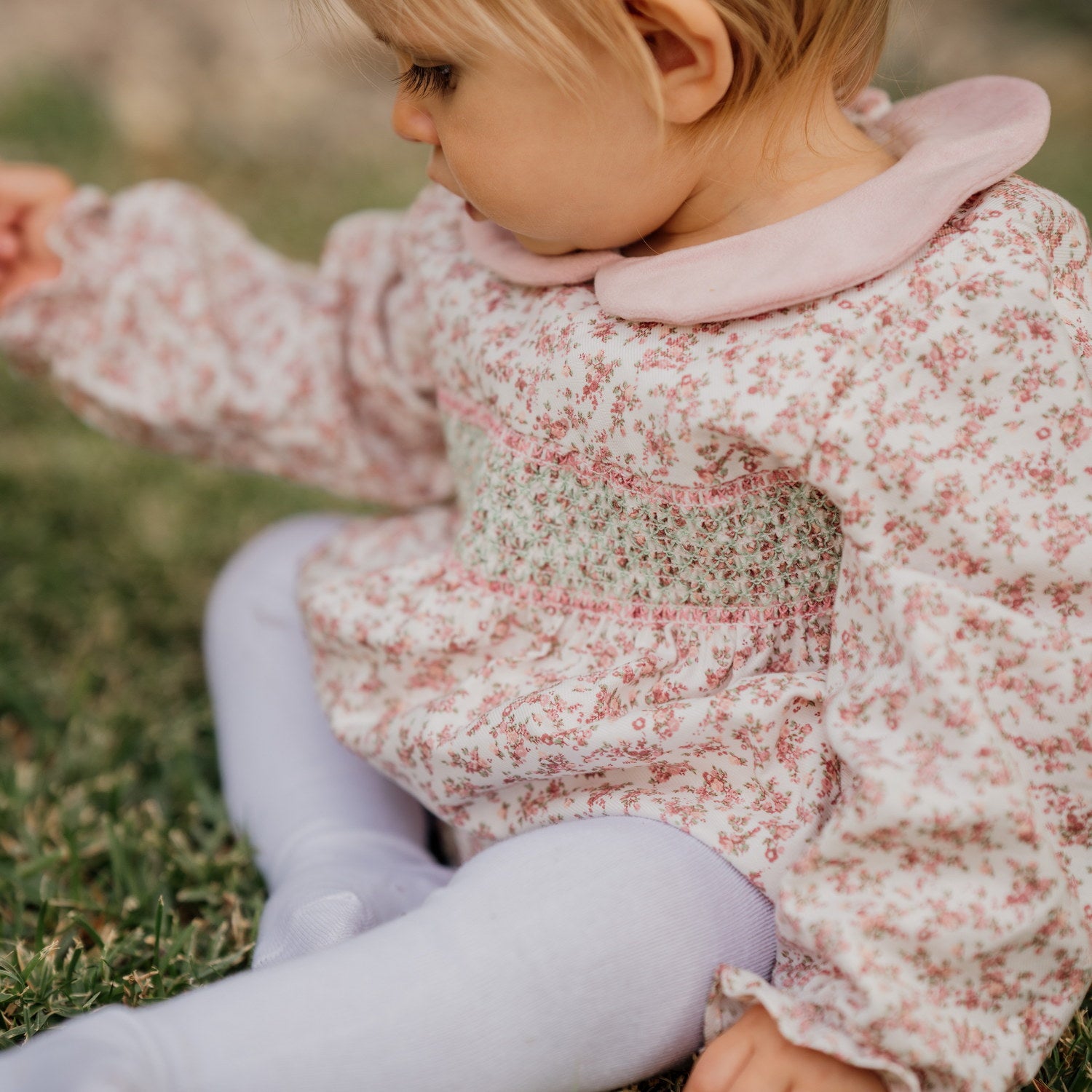 Baby Whispering Rose Hand Smocked Romper