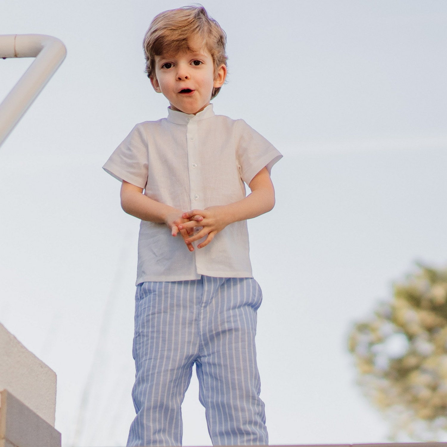 Baby Blue Stripe Linen Trousers