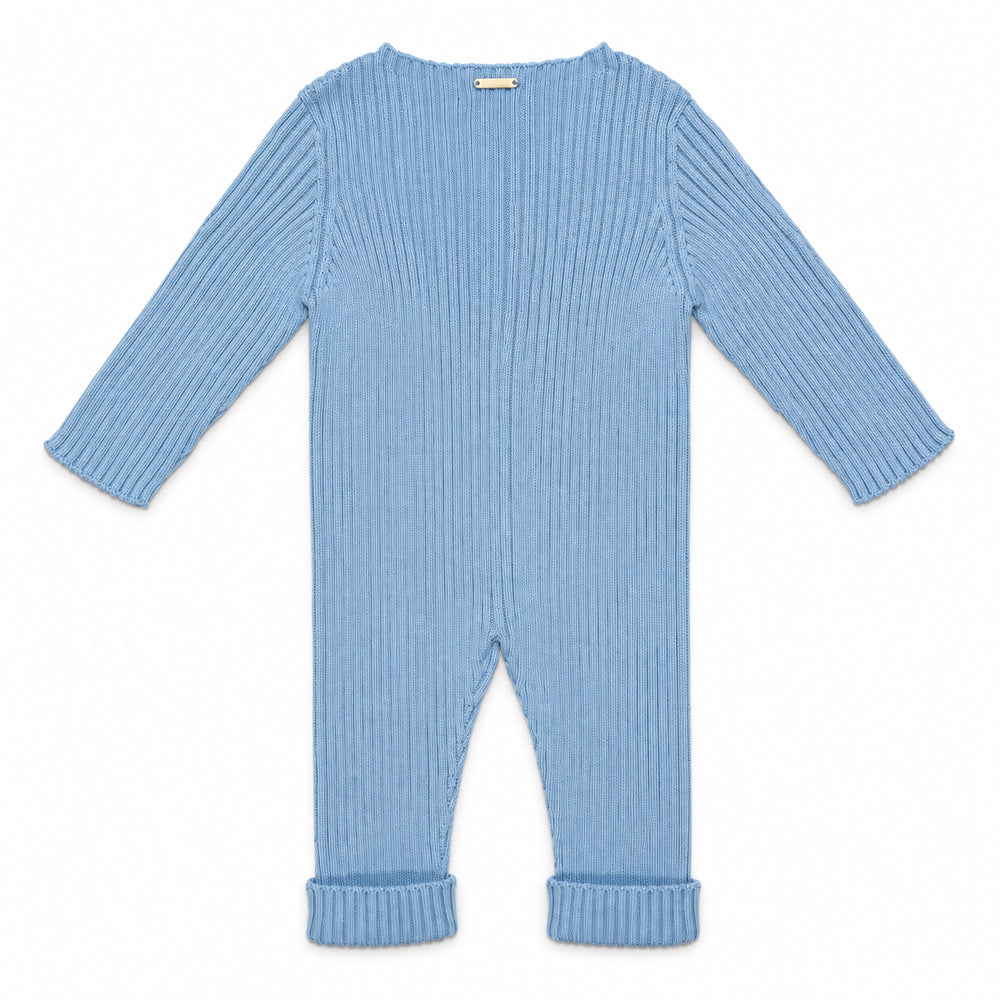 Condor Front Opening Ribbed Rompersuit Bluish