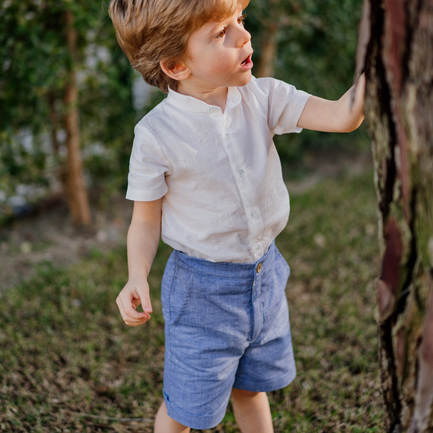 Boy Deep Sea Linen Shorts