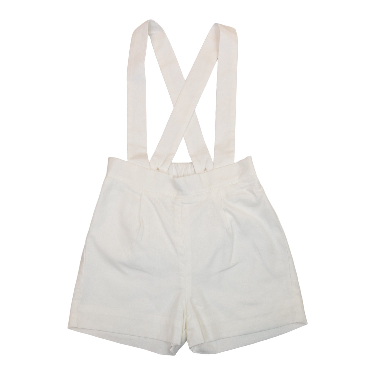 Baby Champagne Linen Shorts with Braces