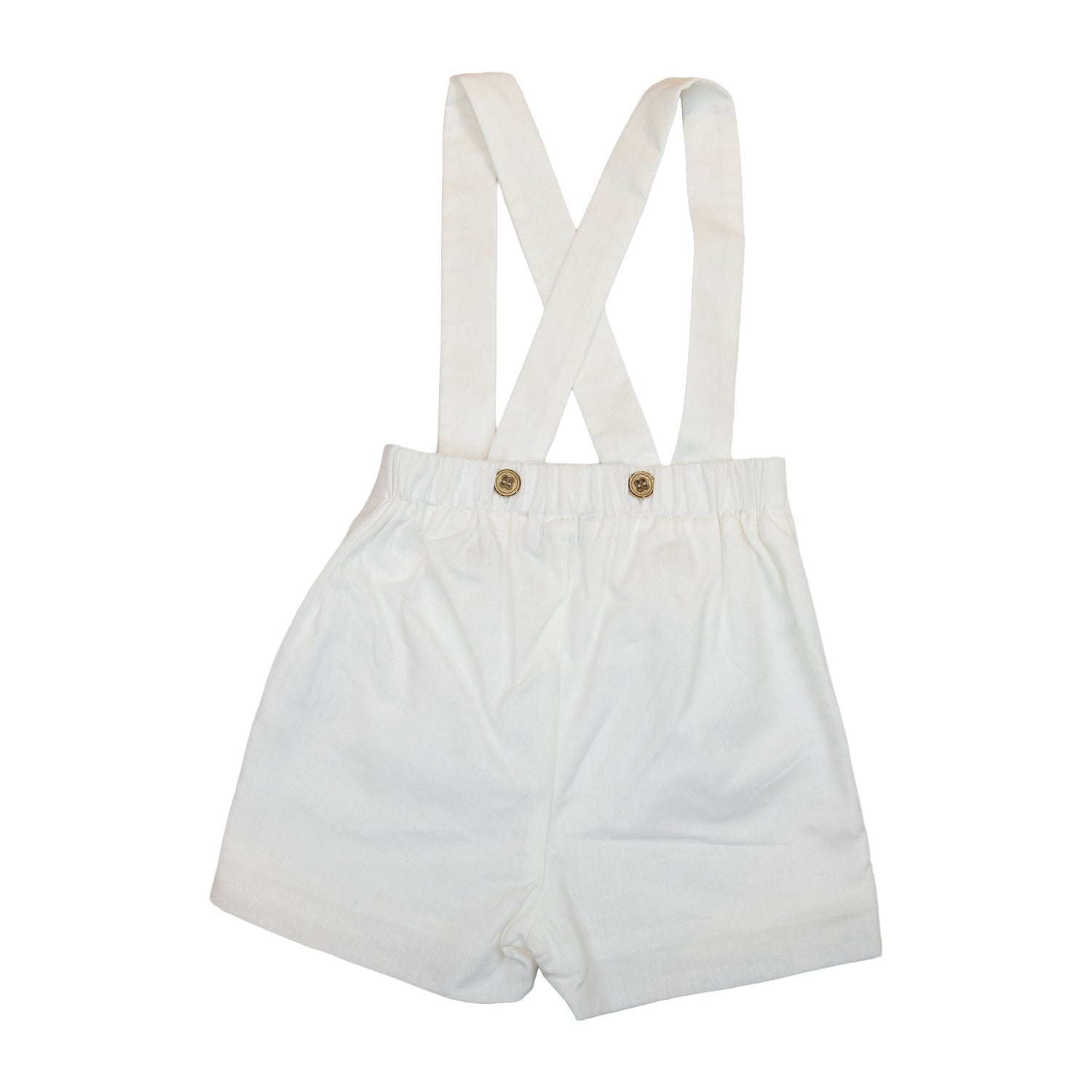 Baby Champagne Linen Shorts with Braces