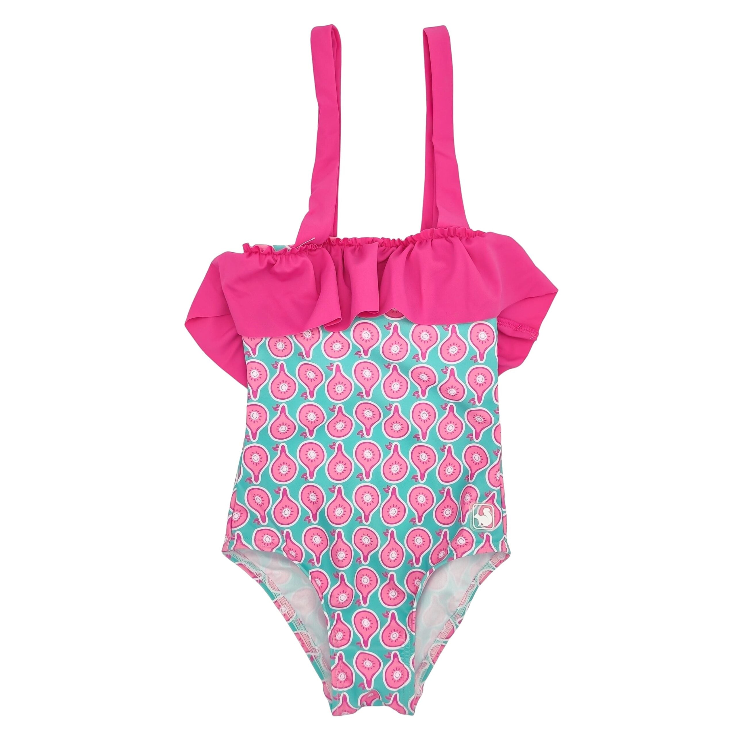 Girl Pink Pears Tie Strap Swimsuit