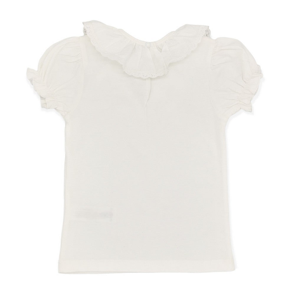 Girl White Cotton White Lace S/S Blouse