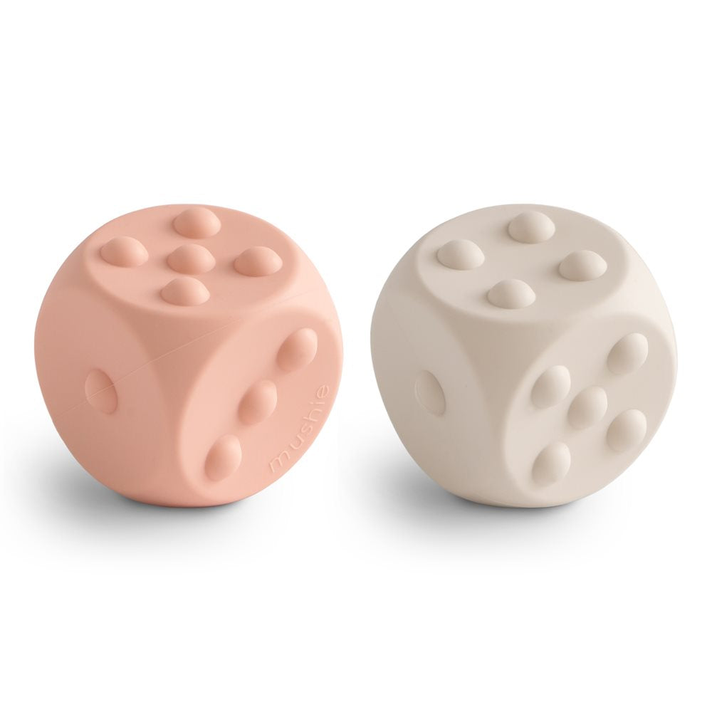Mushie Dice Press Toy 2 pack Blush/Shifting Sands