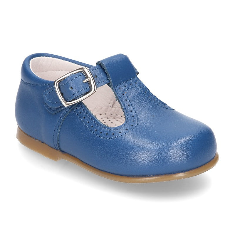 Classic Blue Leather T-Bar Shoes