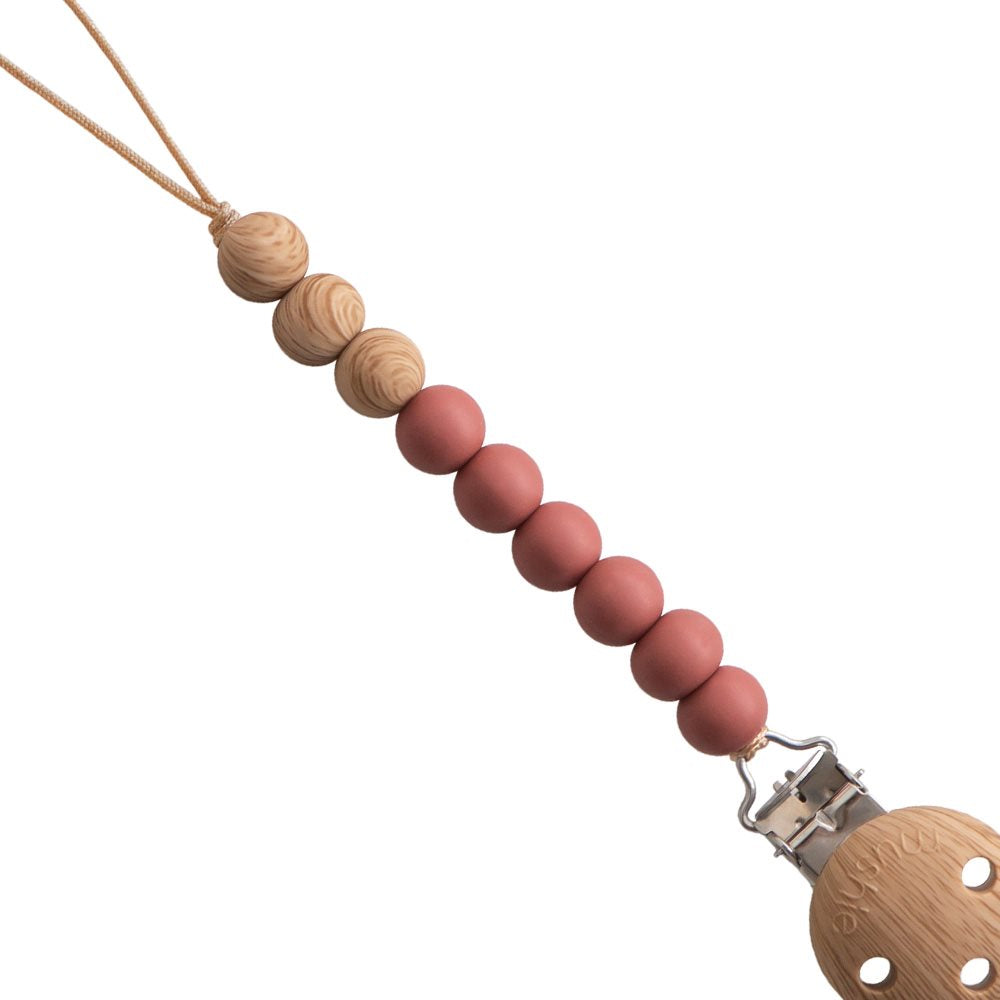 Mushie Pacifier Clips Eva Redwood