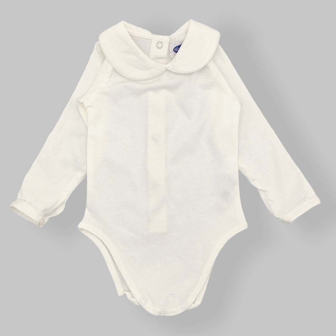 Baby White Cotton White Trim Bodysuit