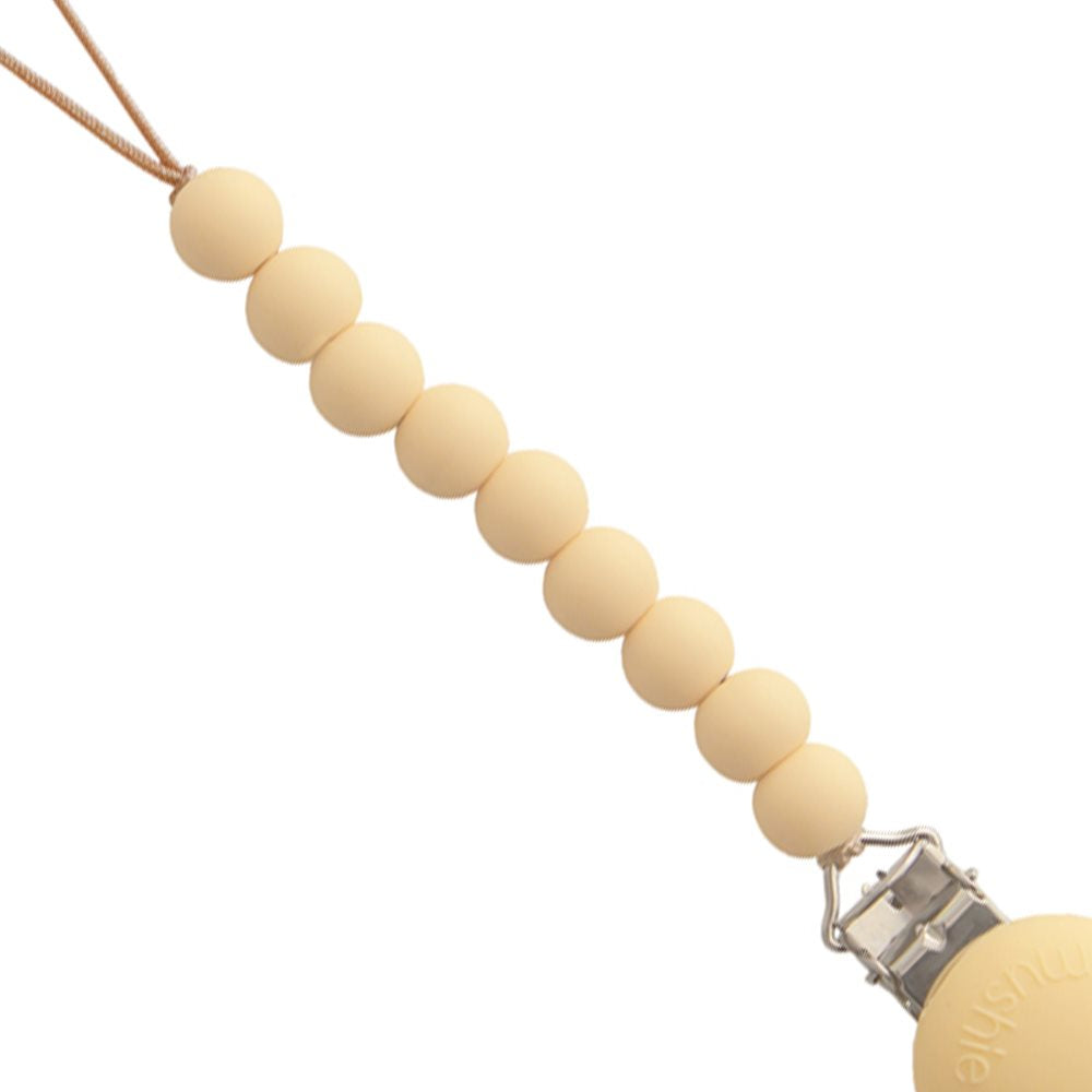 Mushie Silicone Pacifier Clip Hera Pale Yellow
