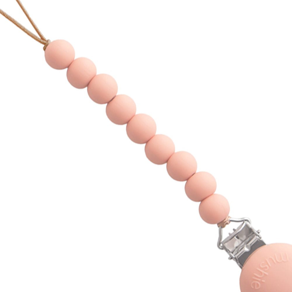 Mushie Silicone Pacifier Clip Hera Powder Pink