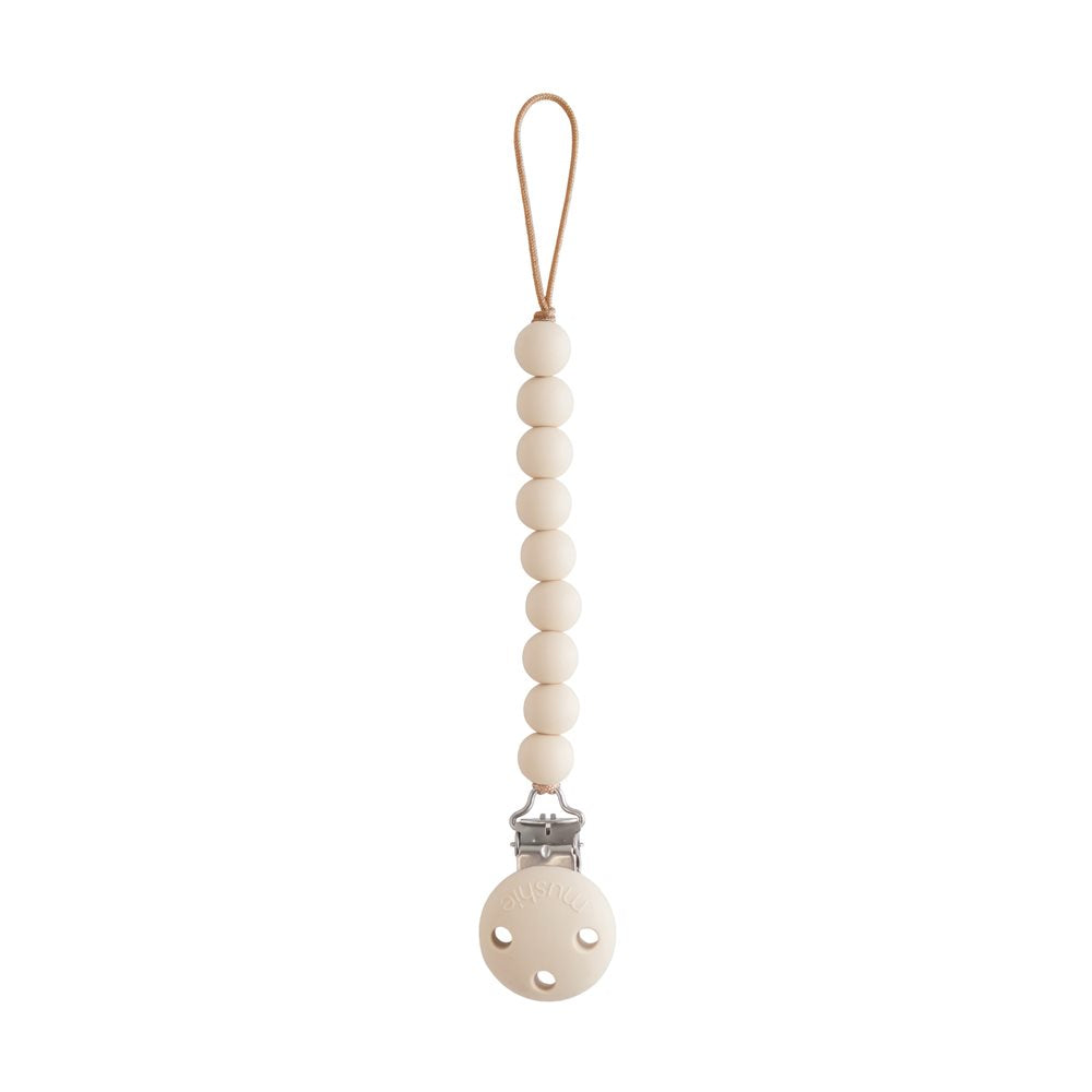 Mushie Silicone Pacifier Clip Hera Shifting Sands