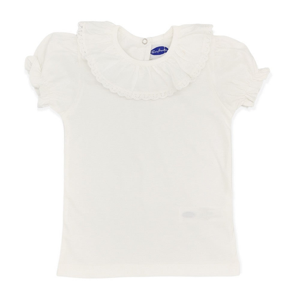 Girl White Cotton White Lace S/S Blouse