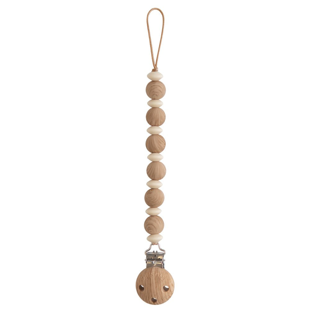 Mushie Pacifier Clips Luna Faux Wood