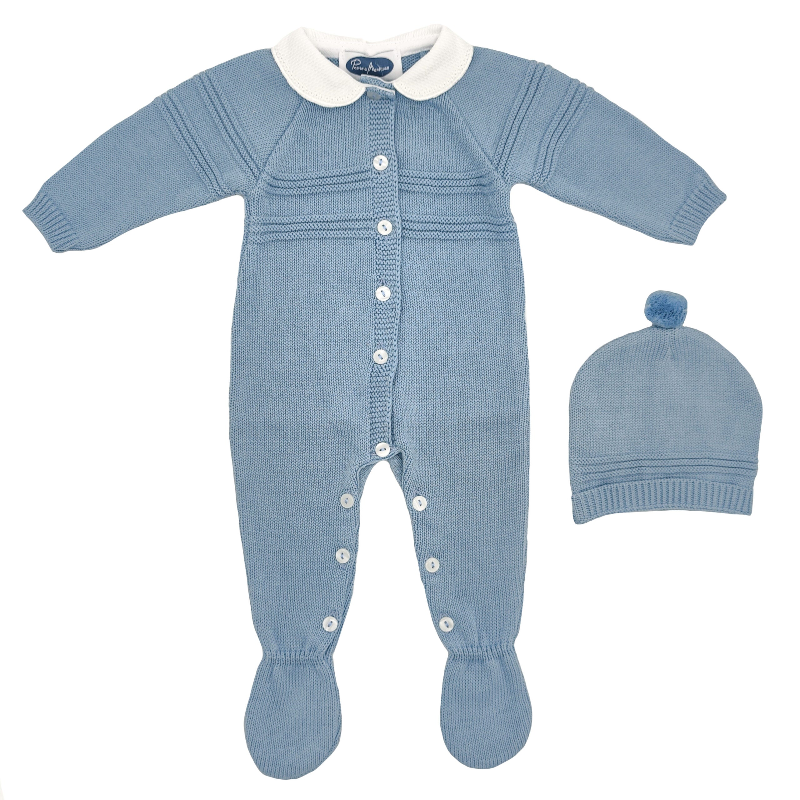Baby Peter Pan Collar Blue Knitted Set