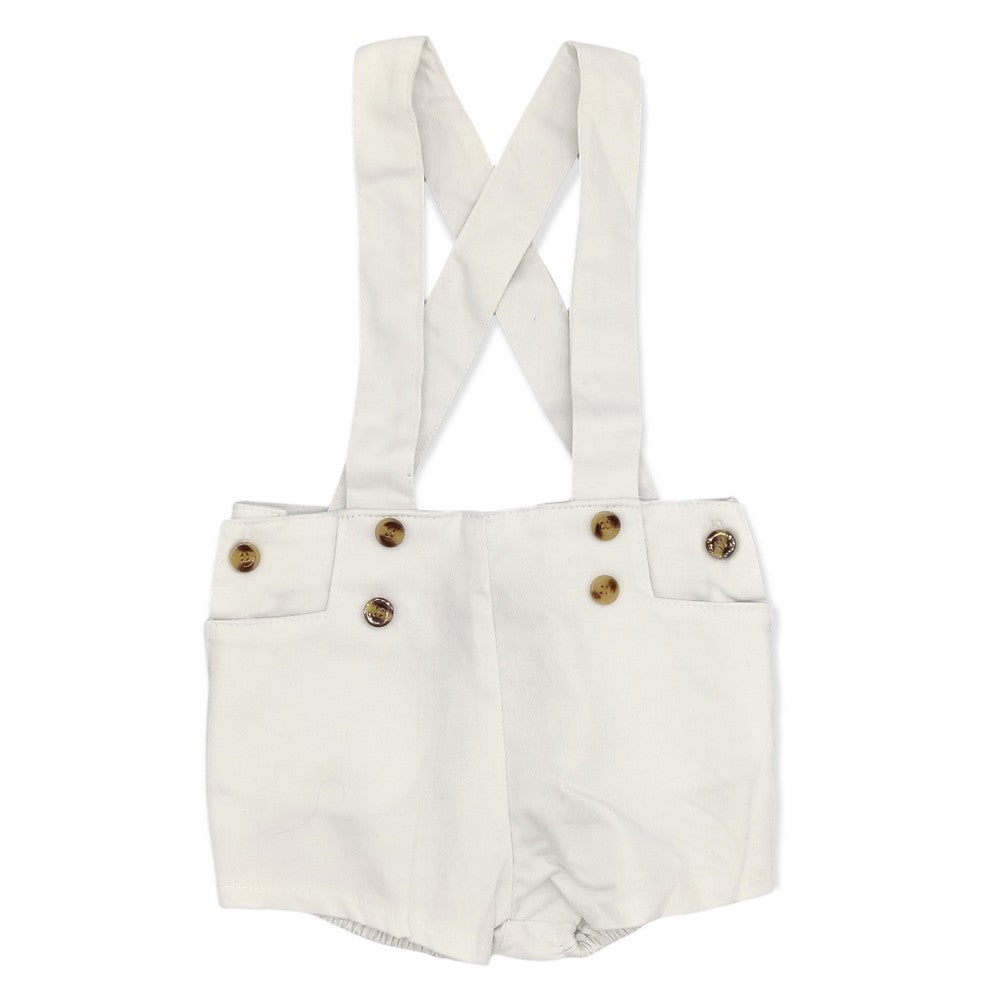 Baby White Suspender Shorts