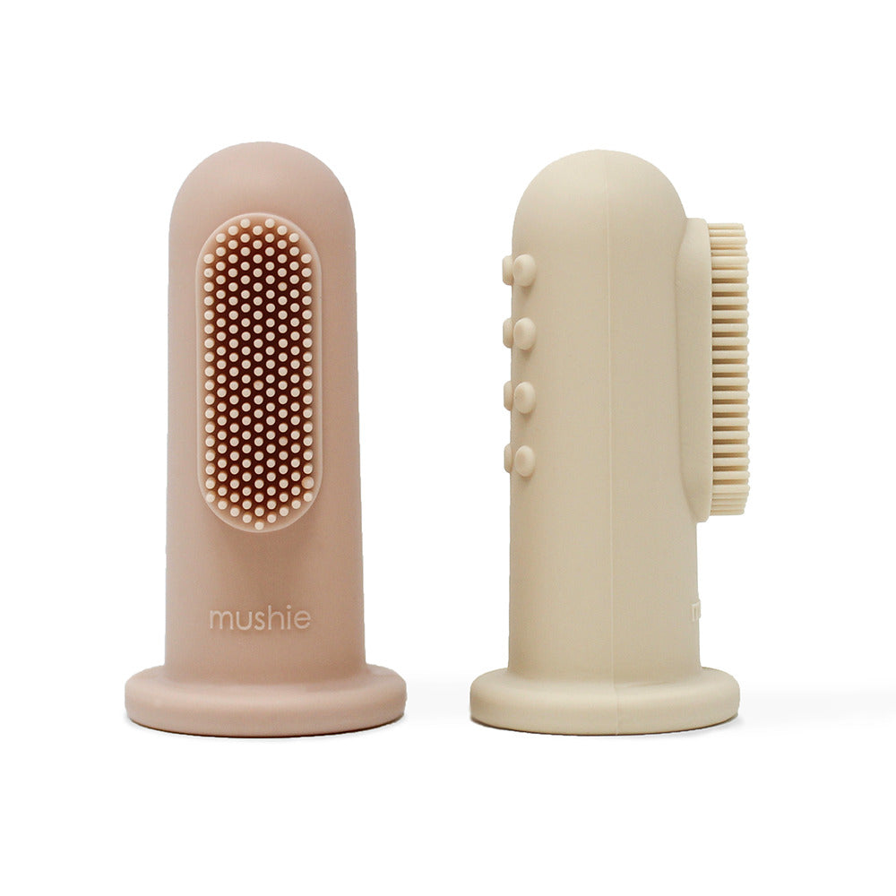 Mushie Finger Toothbrush Blush/Shifting Sand