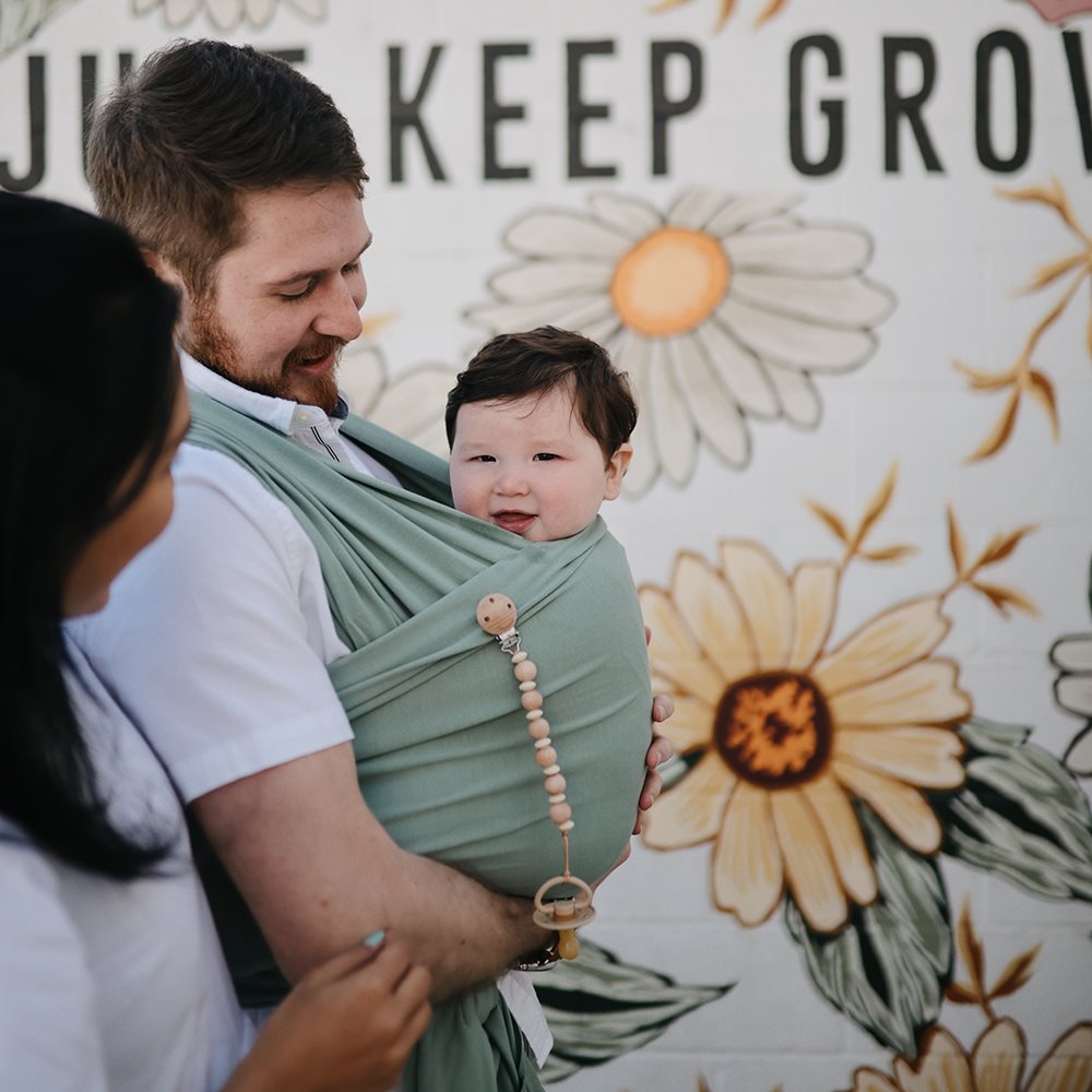 Mushie Pacifier Clips Luna Faux Wood