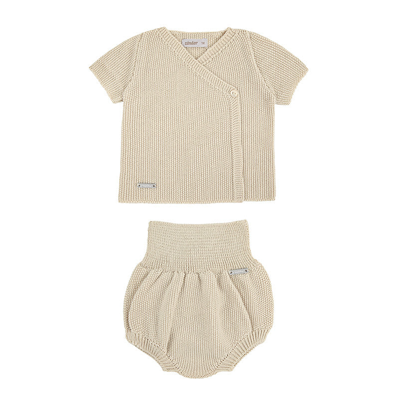 Condor Sand Stitch Set (short sleeve sweater + culotte) Linen