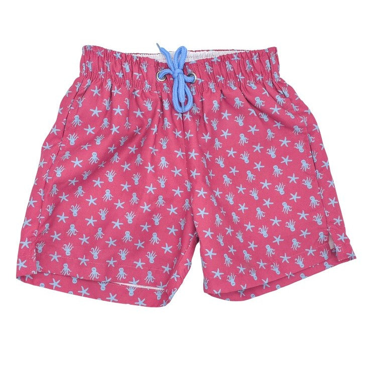 Dad Octopus & Star Fish Strawberry Swim Shorts