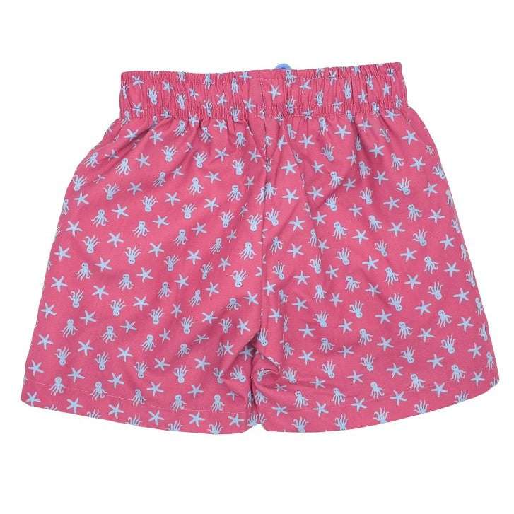 Dad Octopus & Star Fish Strawberry Swim Shorts